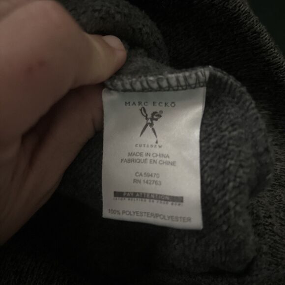 Marc Ecko Quarter Zip Sweater Men’s Size Medium Heather Gray Pullover - Picture 2 of 12